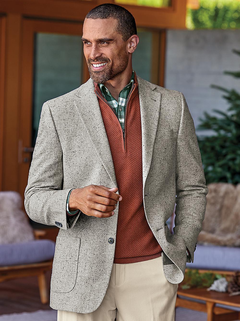 Wool Donegal Notch Lapel Sport Coat - Grey Multi Product Image