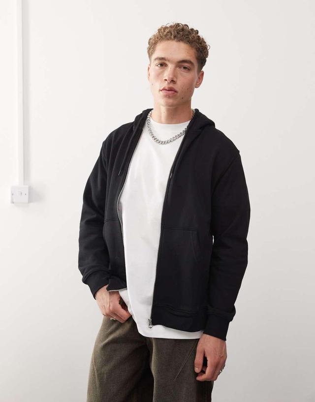 Weekday Standard Zip Hoodie in black Product Image