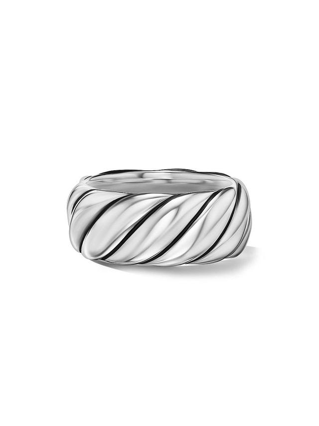 Womens Sculpted Cable Band Ring in Sterling Silver Product Image