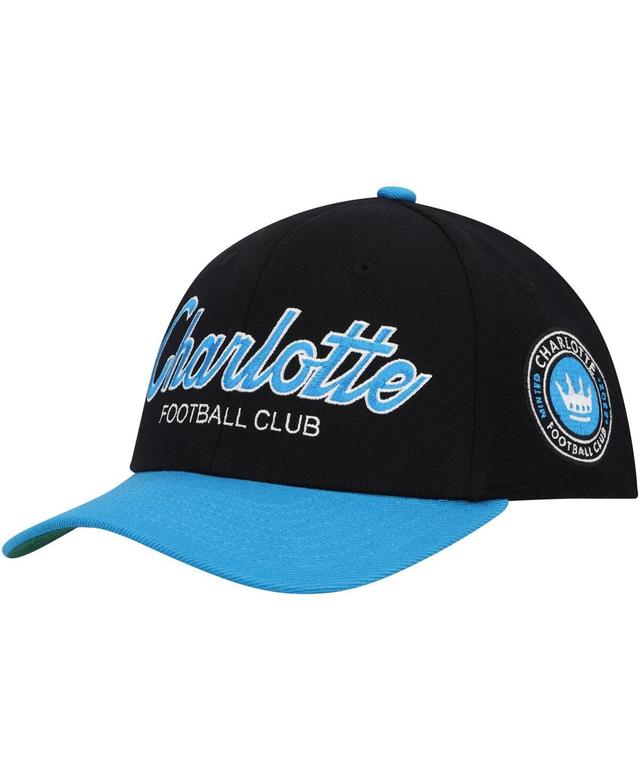 Mens Mitchell & Ness Black Charlotte Fc Team Script 2.0 Stretch Snapback Hat Product Image