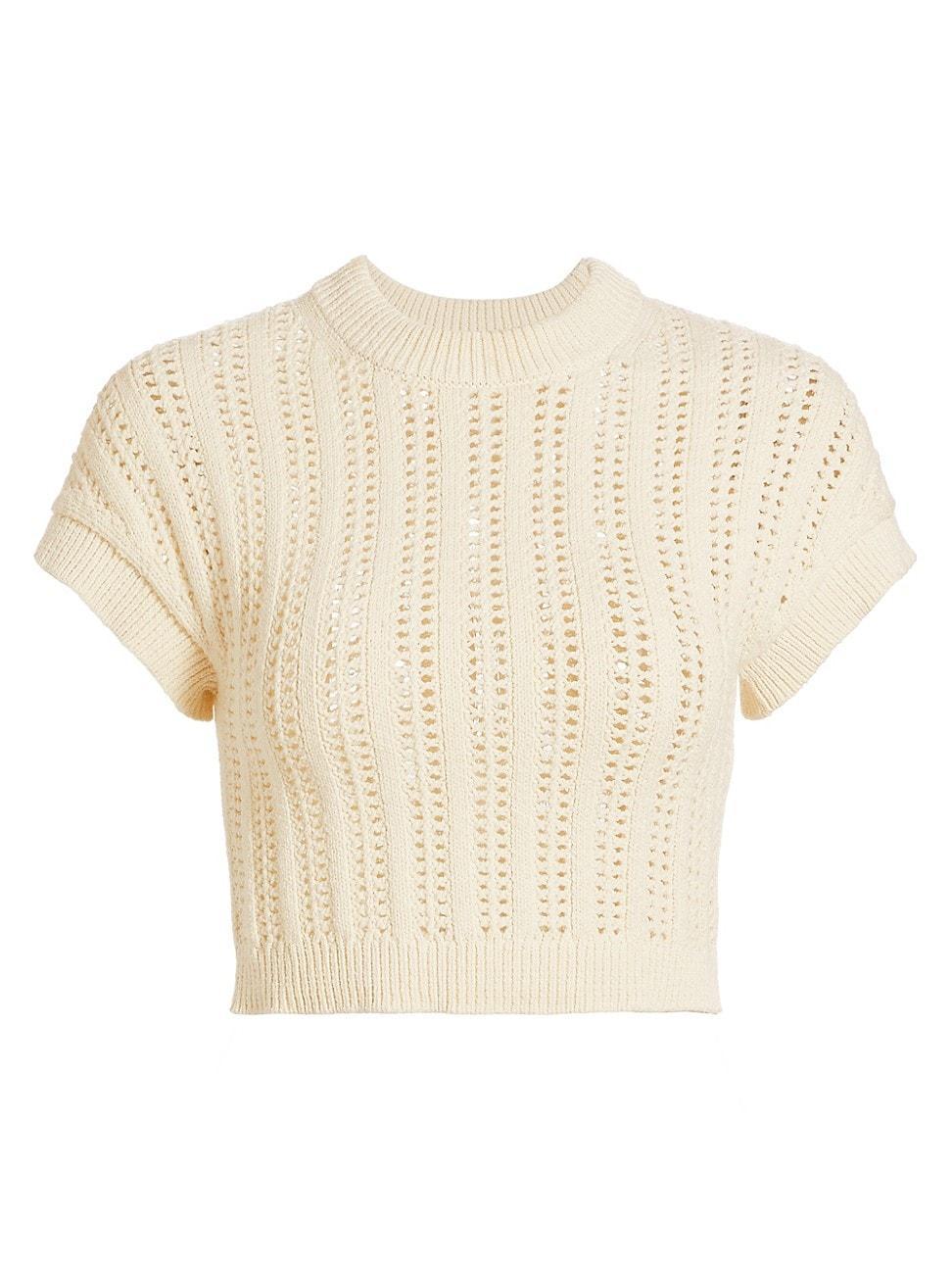 Amalie Short-Sleeves Open-Knit Top Product Image