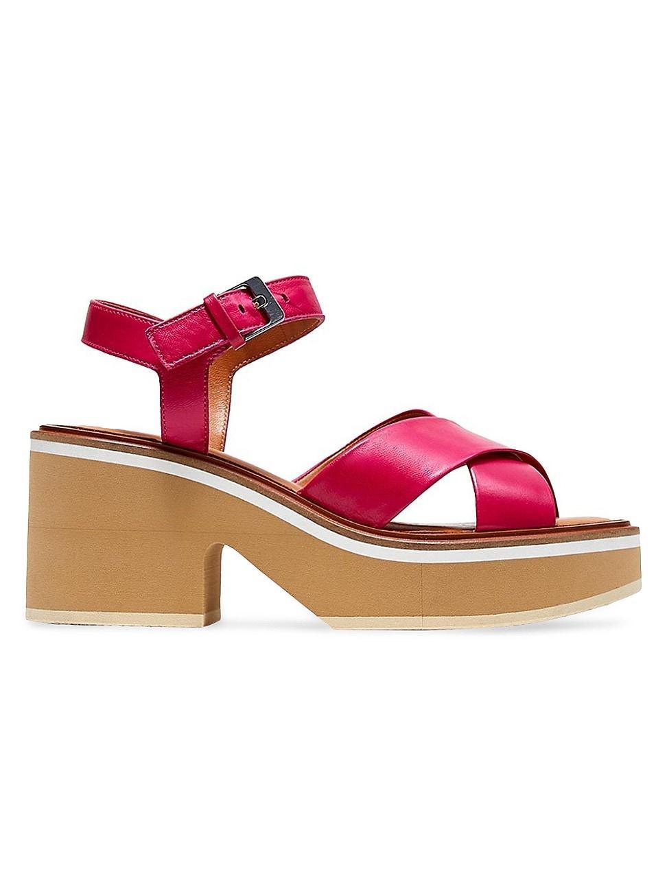 Womens Charline Leather Crisscross Platform Sandals product image