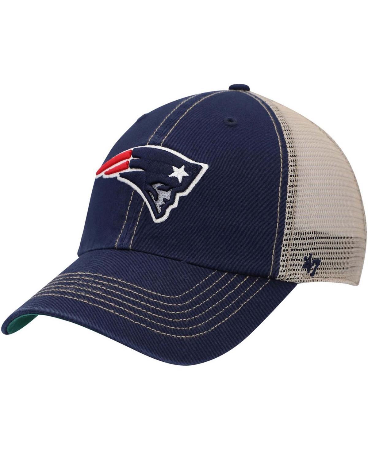 Mens Navy New England Patriots Trawler Trucker Clean Up Snapback Hat - Navy Product Image