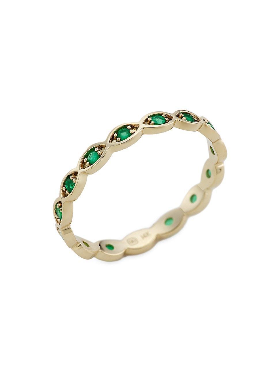 Womens 14K Yellow Gold & Emerald Eternity Band Product Image