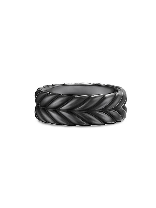 Mens Chevron Band Ring in Black Titanium, 9MM Product Image