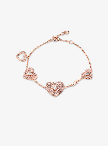 14K -Plated Sterling Silver Pavé Heart Bracelet Product Image