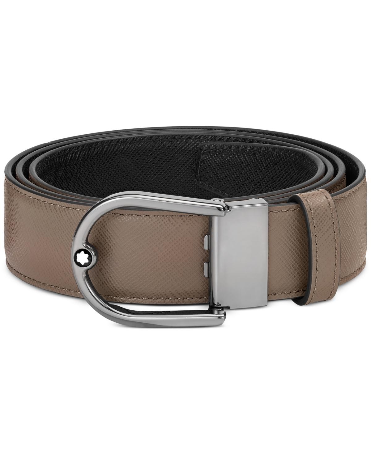 Montblanc Mens Reversible Saffiano Leather Horseshoe Buckle Belt Product Image