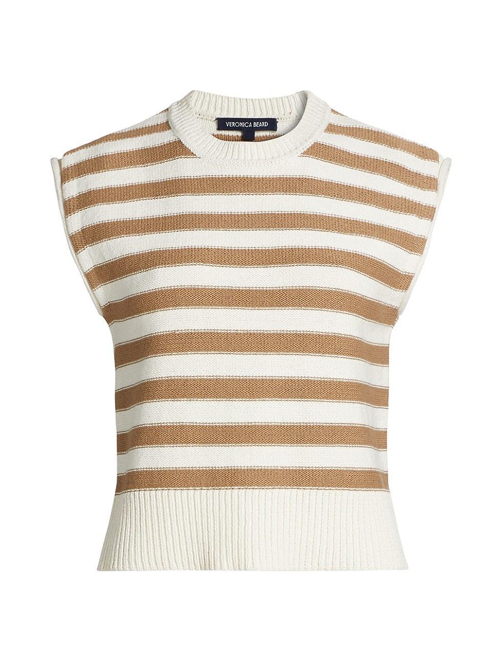 Womens Vera Striped Cotton Cap-Sleeve Sweater Product Image