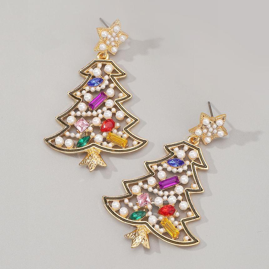 Rhinestone Christmas Tree Drop Earring Product Image