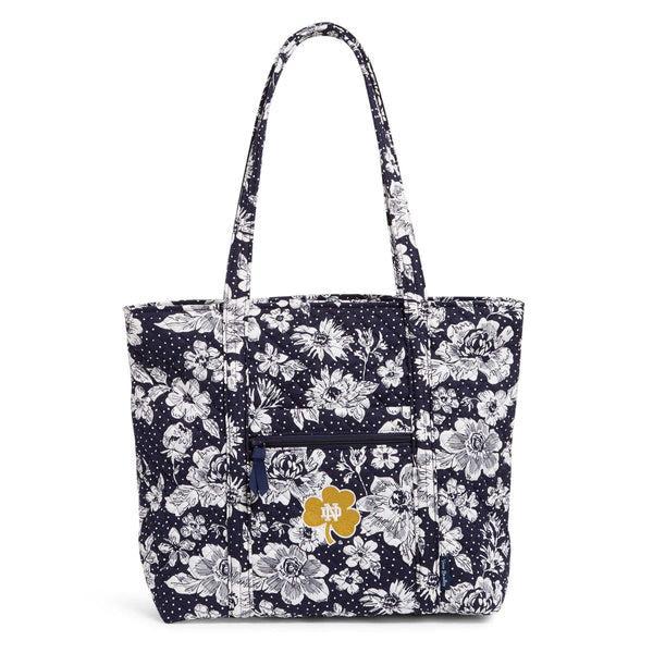 Vera Bradley Collegiate Tote Bag Women in Navy/White Rain Garden with University of Notre Dame Logo Product Image