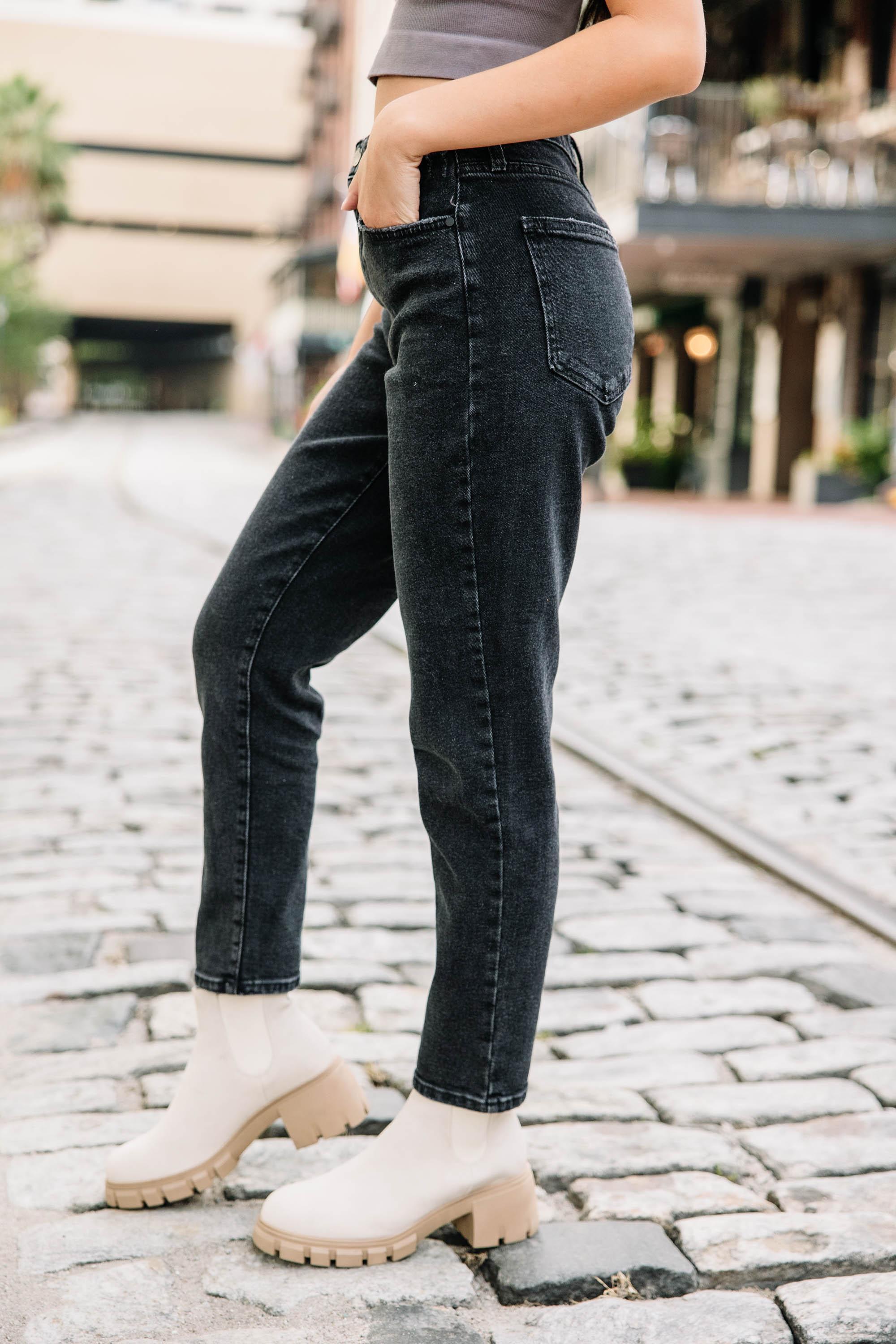 Walk This Way Black High Rise Mom Jeans Female Product Image