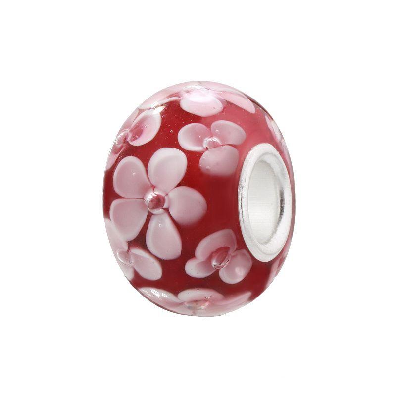 Individuality Beads Raspberry & Pink Flower Glass Bead, Womens Product Image