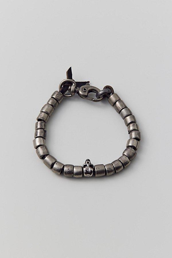 Skull Leather Bracelet Mens at Urban Outfitters Product Image