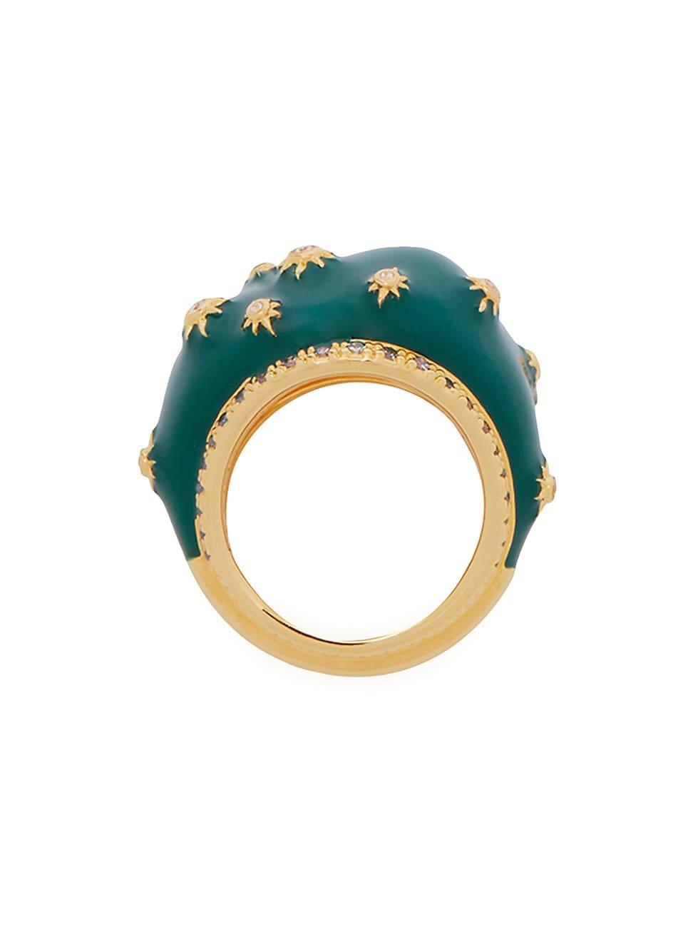 Womens Pebble 20K-Gold-Plated, Enamel & Cubic Zirconia Ring Product Image