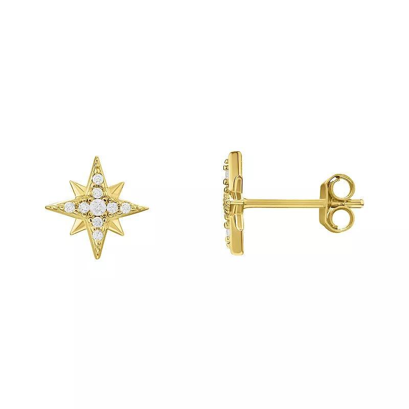 PRIMROSE Sterling Silver Cubic Zirconia Star Stud Earrings, Womens, Gold Tone Product Image