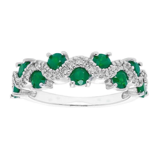 The Regal Collection 14k Gold 1/6 Carat T.W. Diamond & Emerald Ring, Womens 14k Whgold Product Image