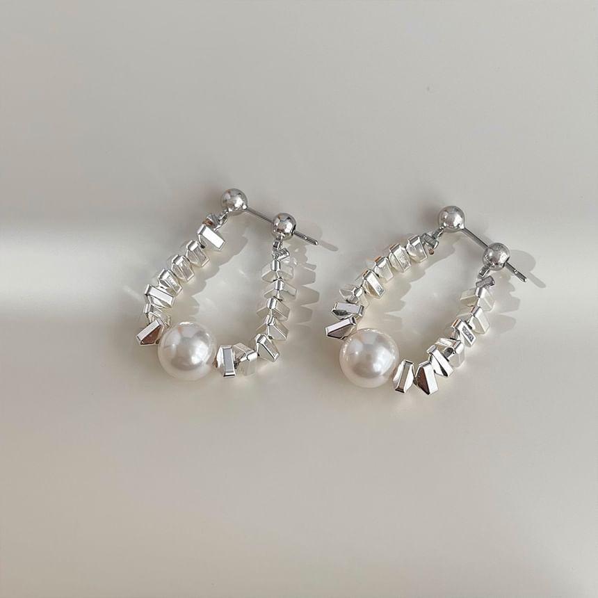 Faux Pearl Alloy Hoop Earring Product Image