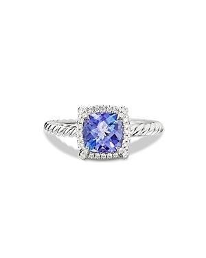 Womens Petite Chtelaine Pav Bezel Ring In 18K White Gold With Tanzanite Product Image