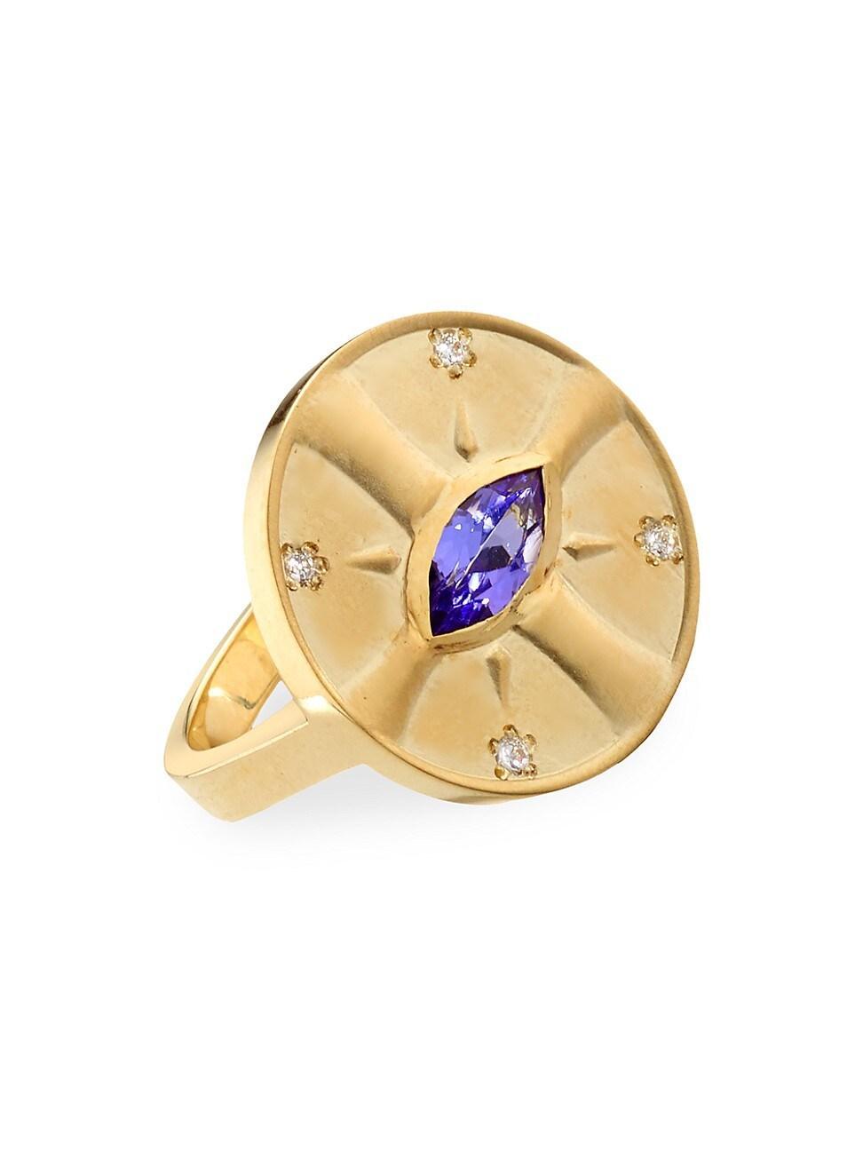 Womens Eye Of The Sun 14K Yellow Gold, Tanzanite, & Diamond Ring Product Image