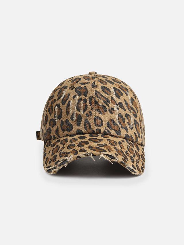 Leopard Print Fringe Washed Cap Product Image