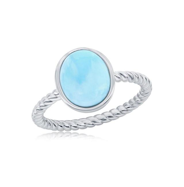 Sterling Silver Oval Larimar Rope Design Band Ring Product Image