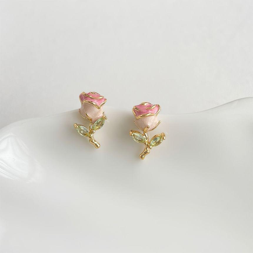 Rose Rhinestone Alloy Stud Earring Product Image