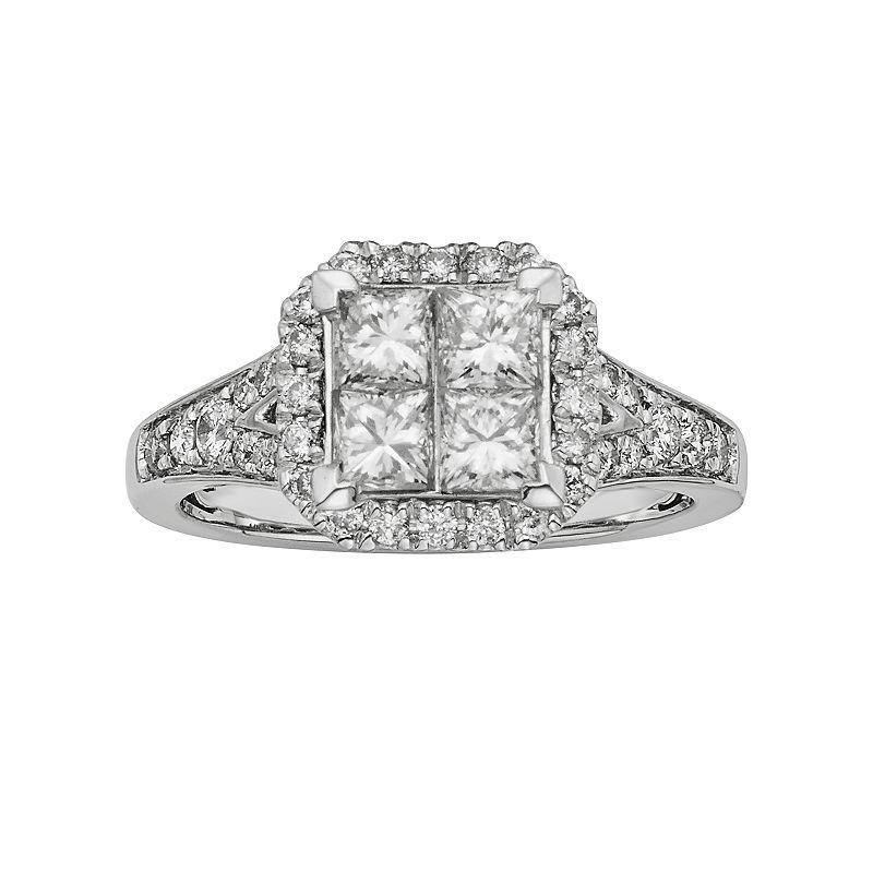 The Regal Collection IGL Certified Diamond Octagonal Halo Engagement Ring in 14k White Gold (1 ct. T.W.), Womens Product Image