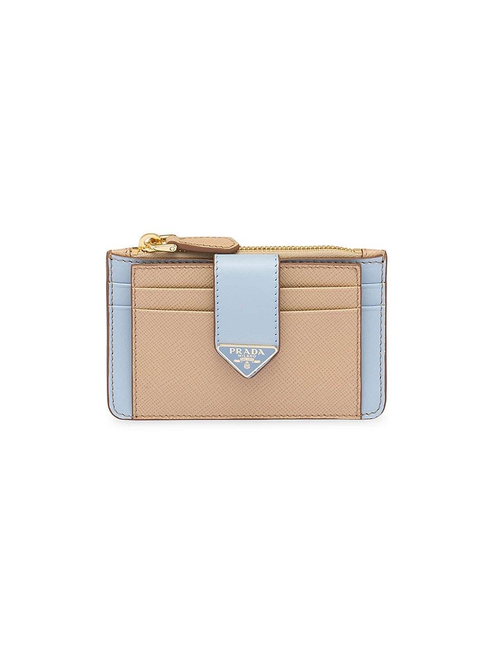 Womens Saffiano and Smooth Leather Card Holder Product Image