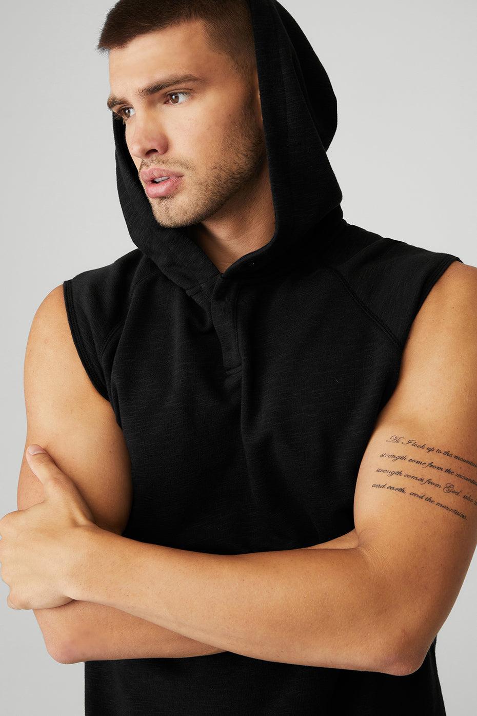 Qualifier Sleeveless Hoodie - Black Slub Male Product Image