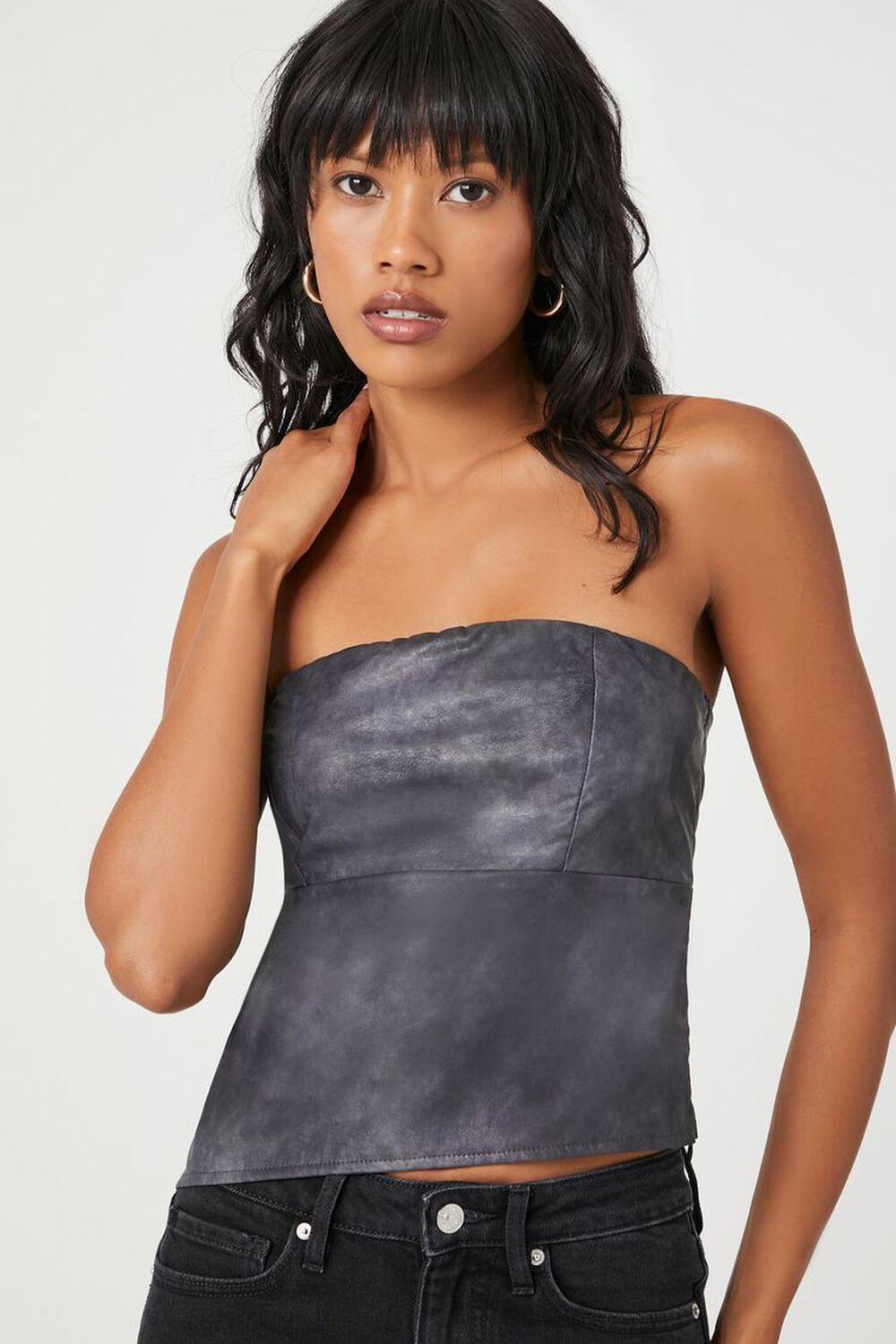 Faux Leather Asymmetrical Tube Top | Forever 21 product image