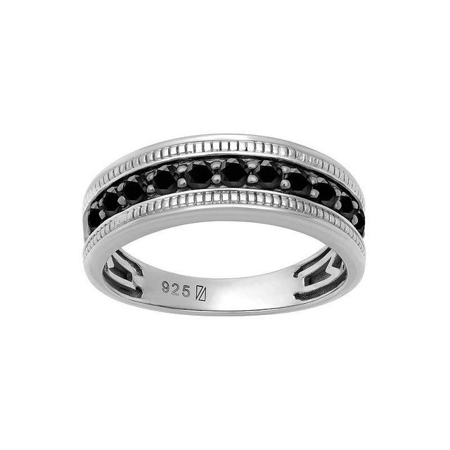 Mens AXL Sterling Silver Black Sapphire Ring Product Image