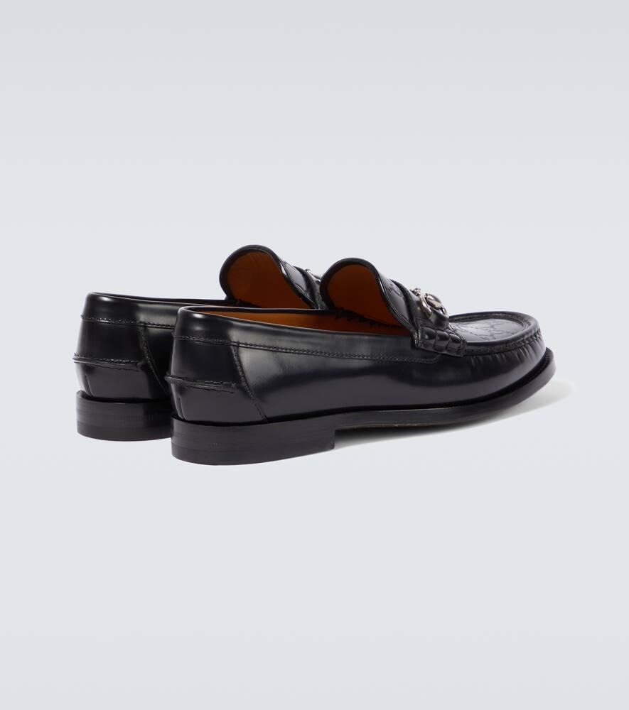 GUCCI Horsebit Debossed Gg Leather Loafers In Black Product Image