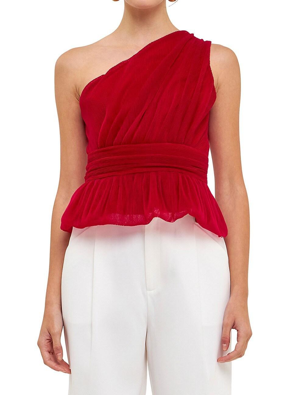 Endless Rose One-Shoulder Textured Tulle Top Product Image