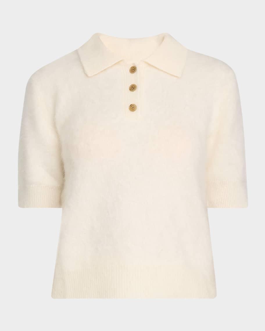 Carolyn Fuzzy Cashmere Polo Sweater Product Image