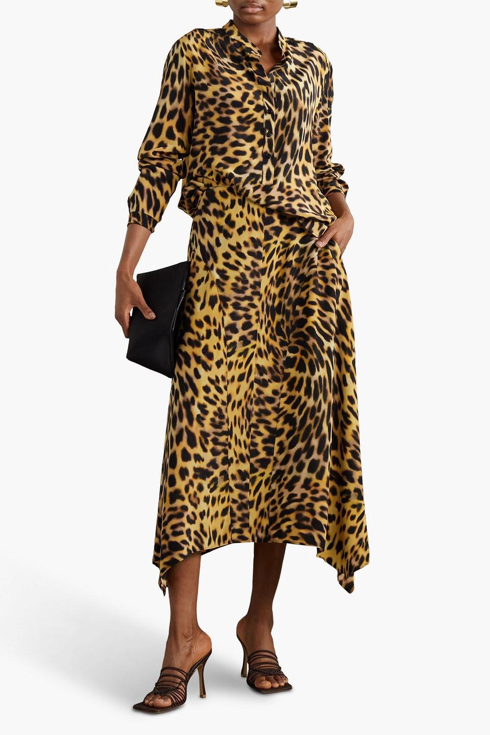 Naya Leopard-print Silk Crepe De Chine Midi Skirt In Animal Print Product Image