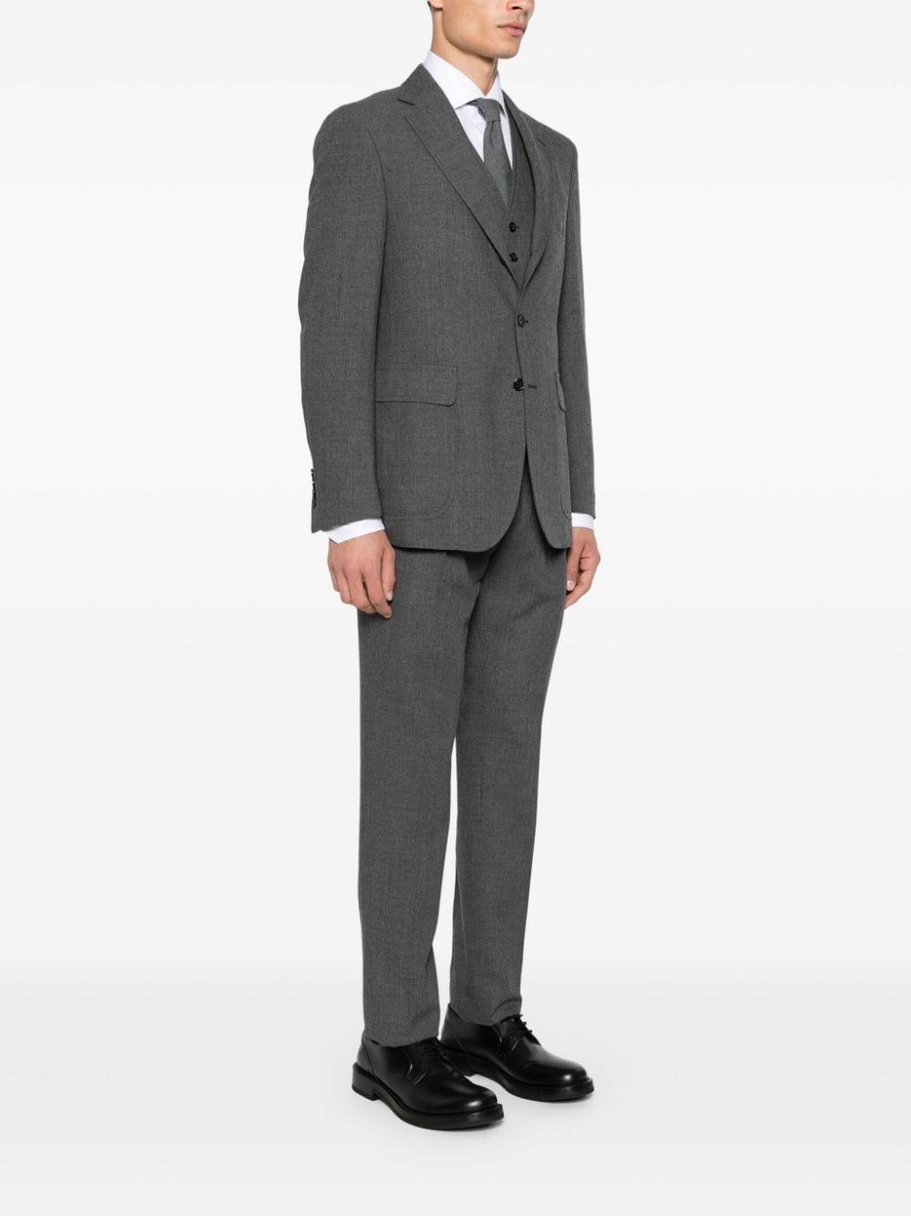 Wool Three-piece Suit In Charcoal Product Image