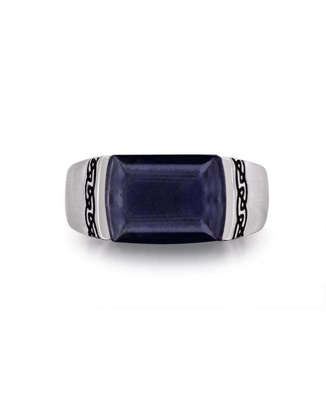 LuvMyJewelry Blue Pietersite Gemstone Celtic Sterling Silver Men Signet Ring Product Image