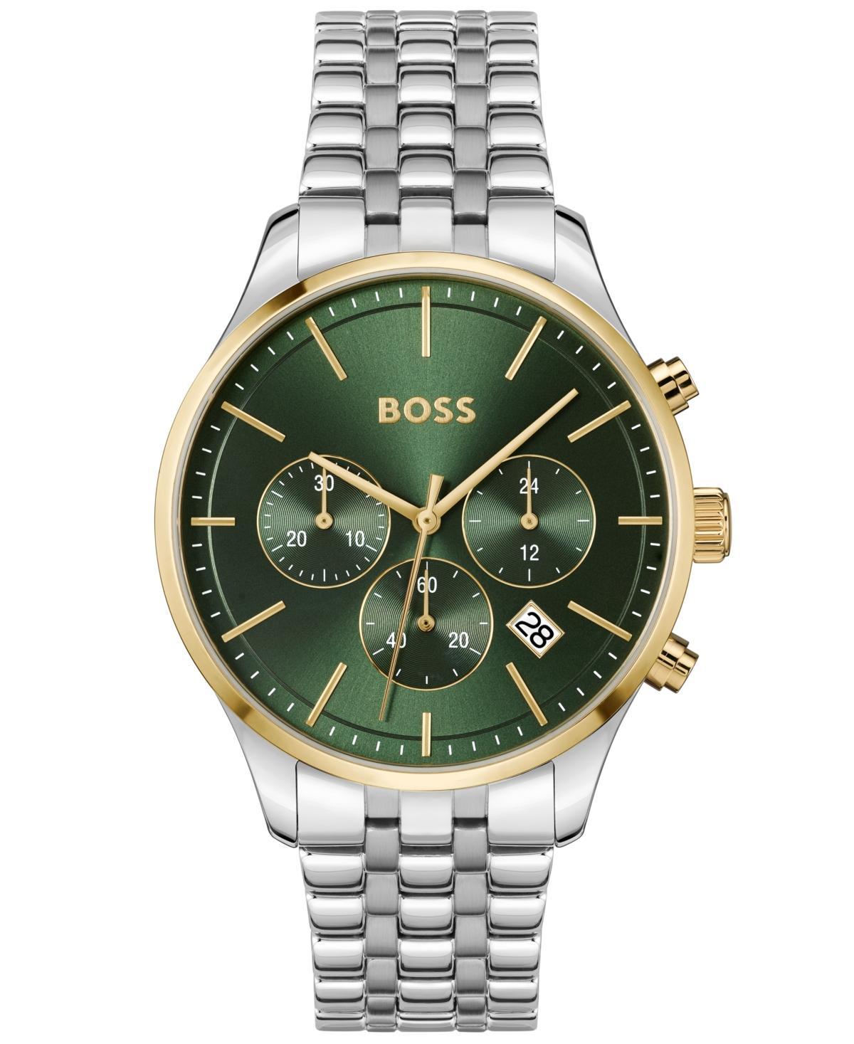 Hugo Boss Mens Avery Quartz Chronograph Green Dial Stainless Steel Bracelet Watch Product Image