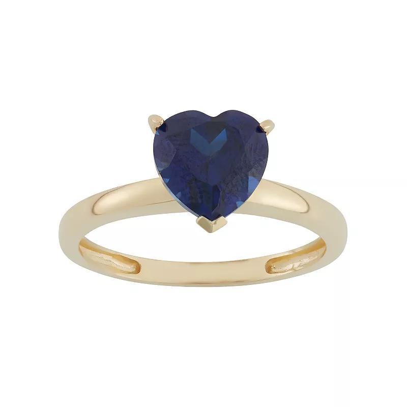 Designs by Gioelli Lab-Created Sapphire 10k Gold Heart Ring, Womens Blue Product Image