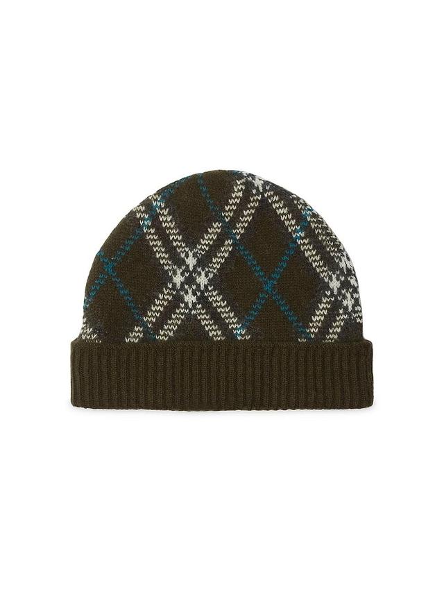 Men's Cashmere Check Beanie Hat Product Image