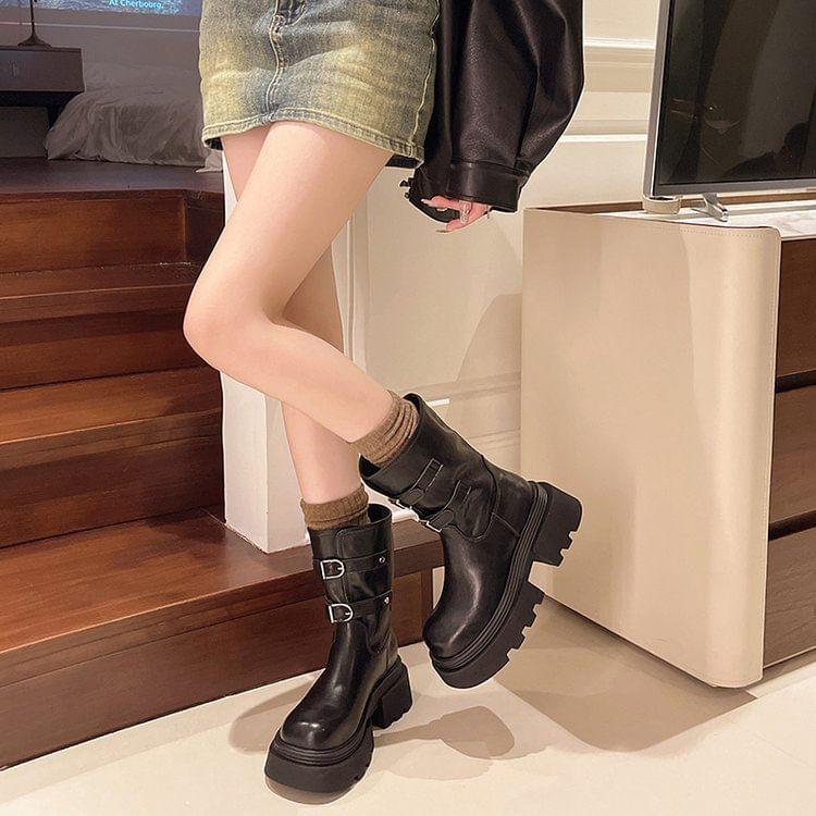 Platform Buckled Short Boots product image