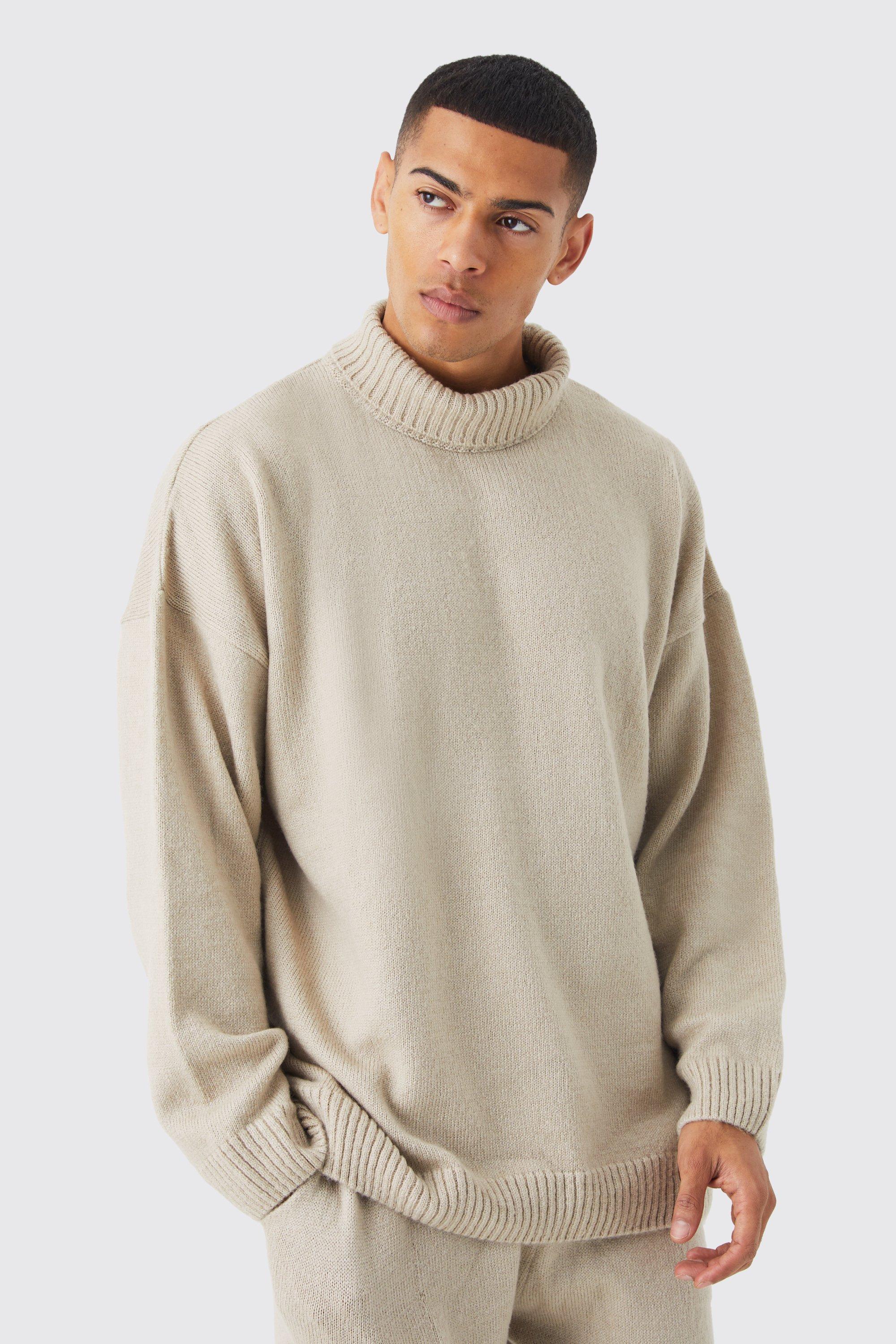 Oversized Funnel Neck Brushed Knit Sweater | boohooMAN USA Product Image