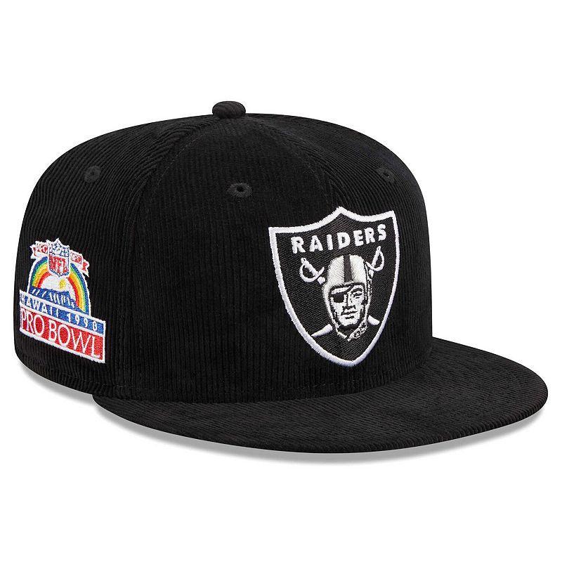 Mens New Era Black Las Vegas Raiders Throwback Cord 59FIFTY Fitted Hat Product Image