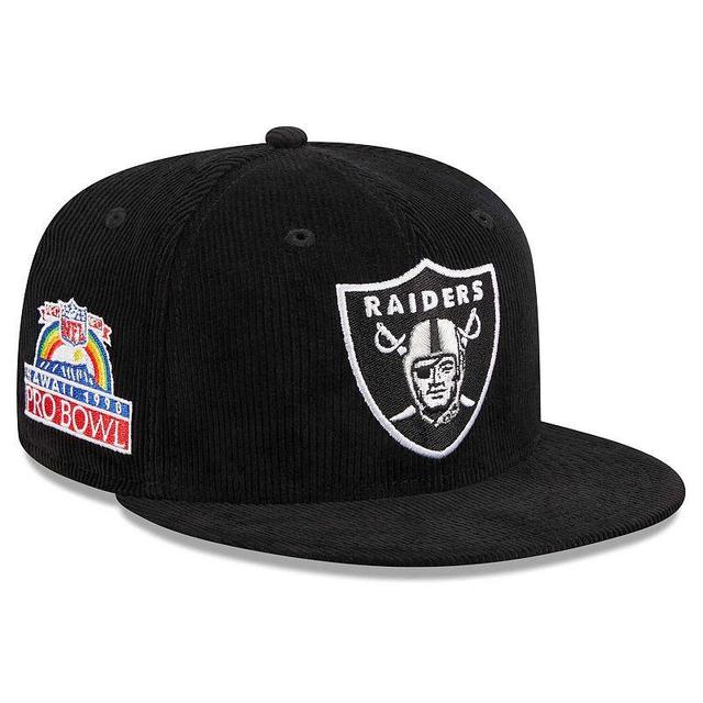 Mens New Era Black Las Vegas Raiders Throwback Cord 59FIFTY Fitted Hat Product Image