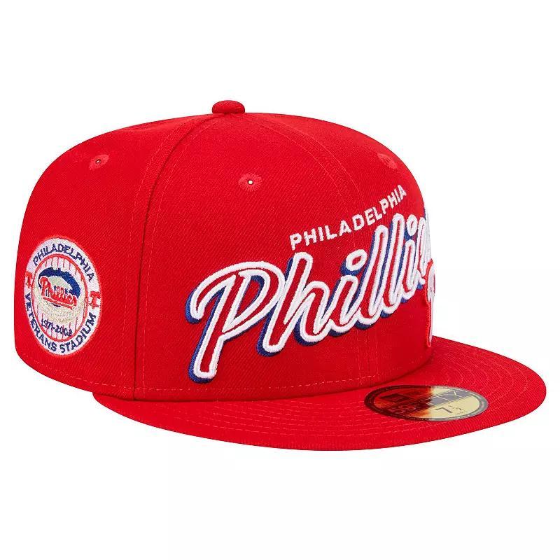 Mens New Era Philadelphia Phillies Script Sided 59FIFTY Fitted Hat Product Image