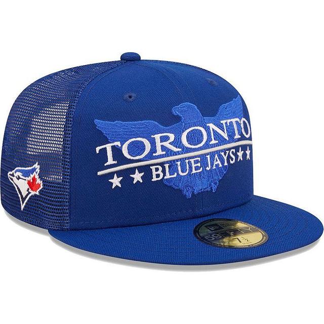 Mens New Era Royal Toronto Blue Jays Patriot Trucker 9FIFTY Snapback Hat Product Image