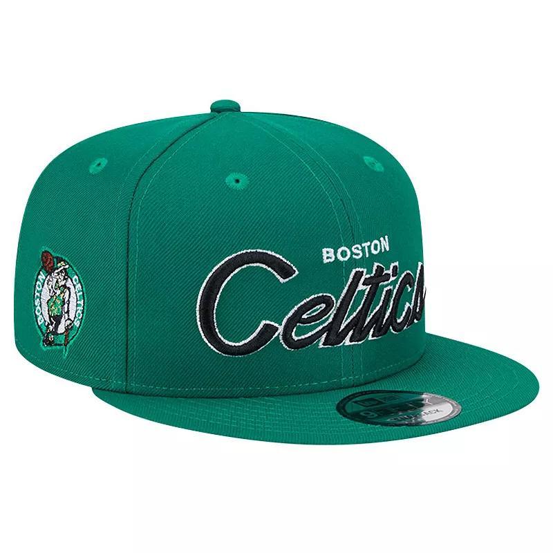 Mens New Era Kelly Green Boston Celtics Evergreen Script Side Patch 9FIFTY Snapback Hat Product Image