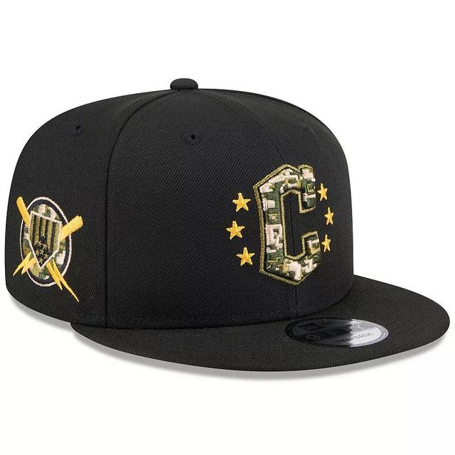 Mens New Era Black Cleveland Guardians 2024 Armed Forces Day 9FIFTY Snapback Hat Product Image