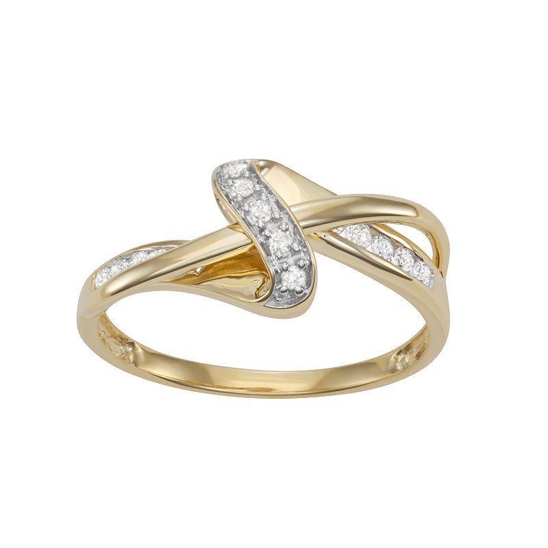 HDI 10k Gold 1/5 Carat T.W. Diamond Twist Ring, Womens Product Image