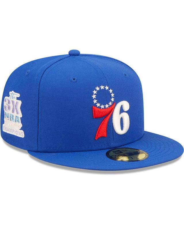 Mens New Era Royal Philadelphia 76ers 3x Nba Finals Champions Pop Sweat 59FIFTY Fitted Hat Product Image